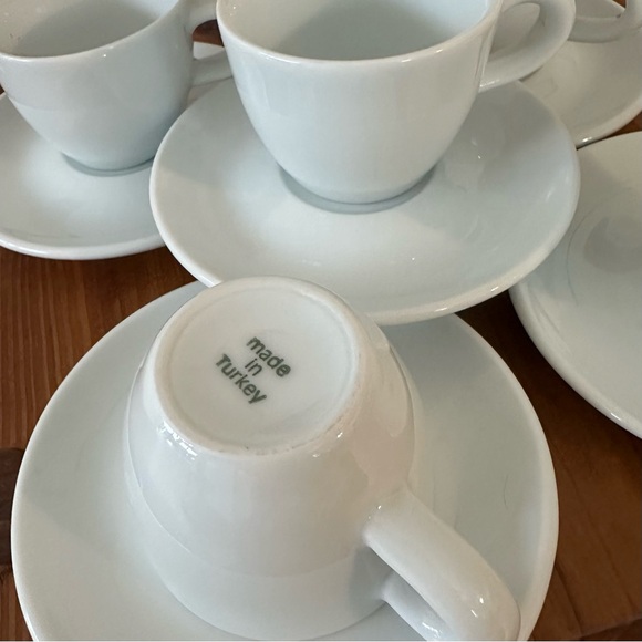 Set of 5 Sur La Table Espresso Cup & Saucer Made in Turkey White - Picture 2 of 4